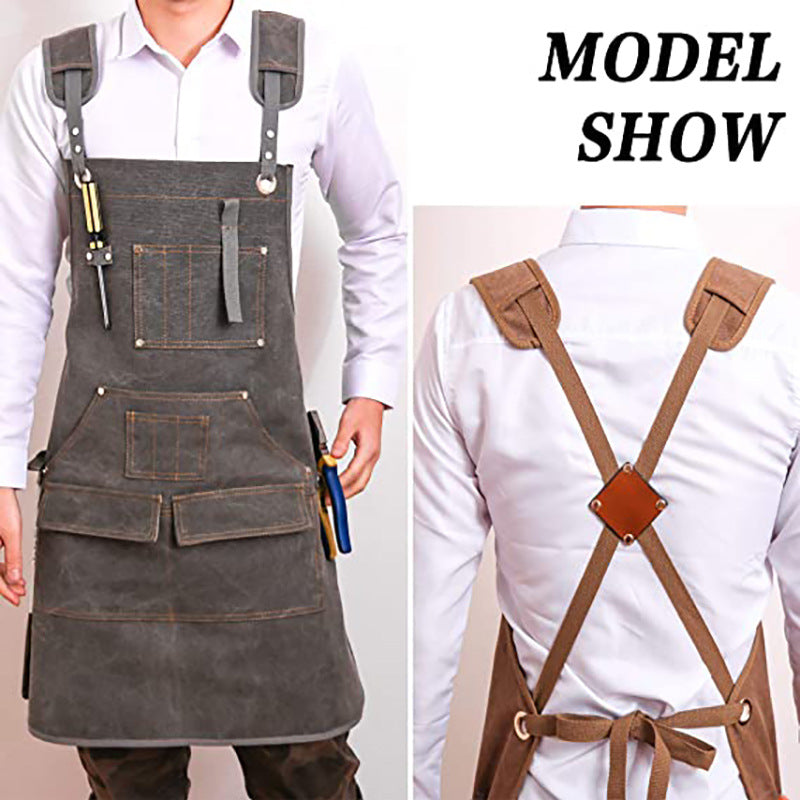 Modern Simple Thickened Canvas Apron For Carpentry Electrician Gardening Work Uniform Tool Apron Customizable Logo